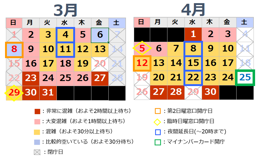 3月・4月カレンダー