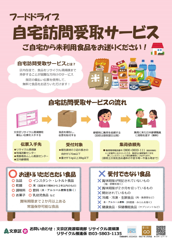 フードドライブ自宅訪問受取サービスチラシ