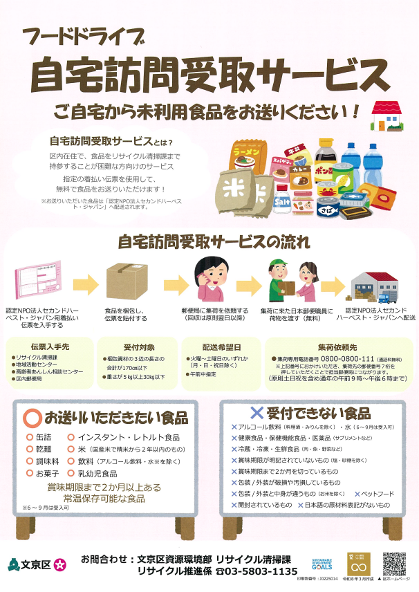 フードドライブ自宅訪問受取サービスチラシ