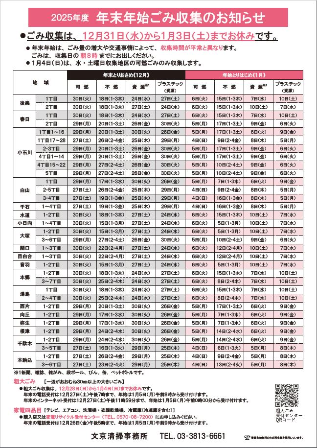 令和7年度年末年始ごみ収集のお知らせ