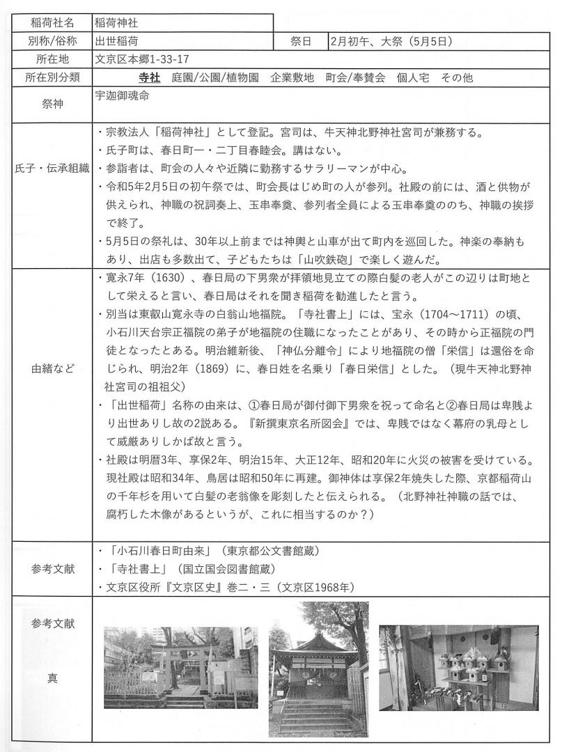 文京の稲荷本文