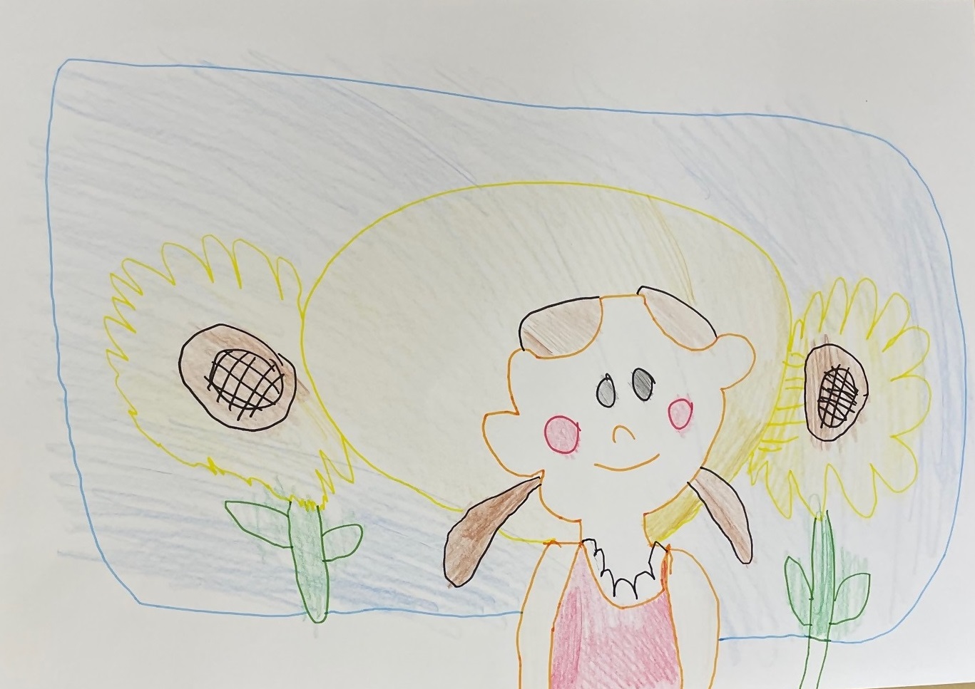 「向日葵と女の子」上村正子