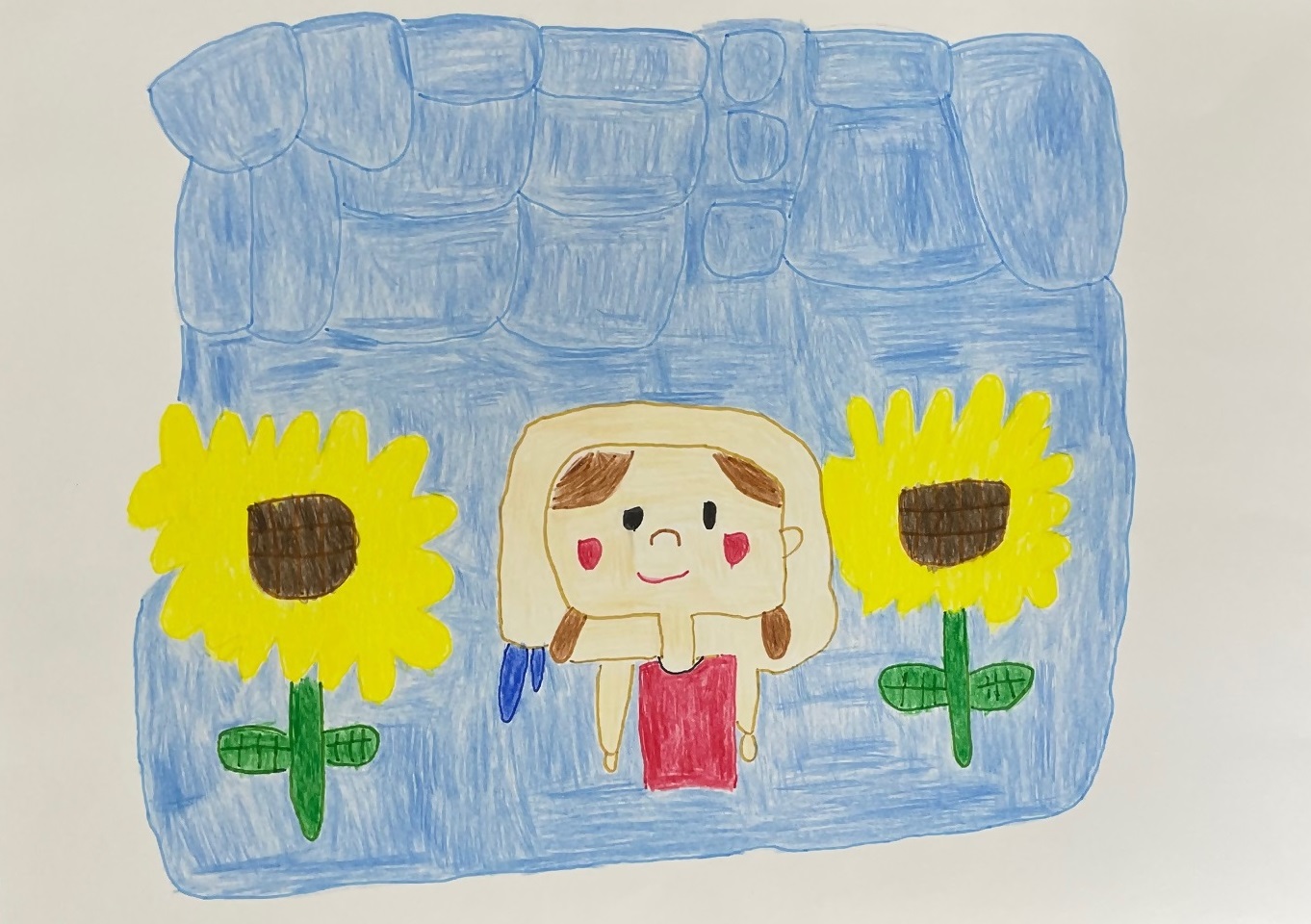 「ヒマワリと女の子」みなこ